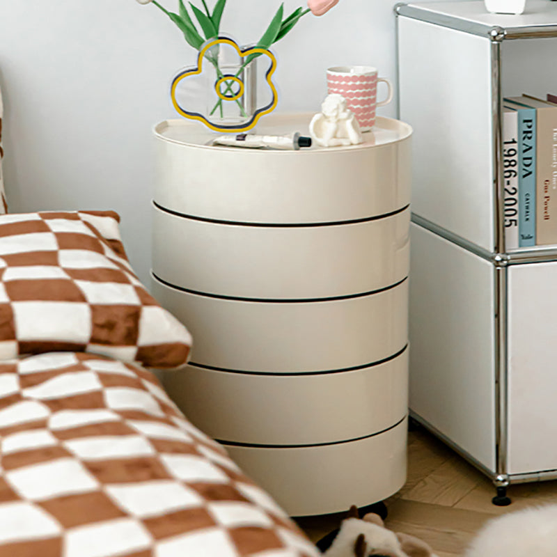 5 estantes Mesa nocturna contemporánea Redonda de noche, 27.6 "de alto