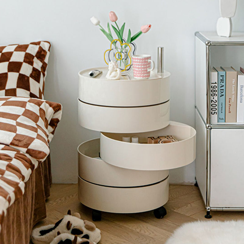 5 estantes Mesa nocturna contemporánea Redonda de noche, 27.6 "de alto