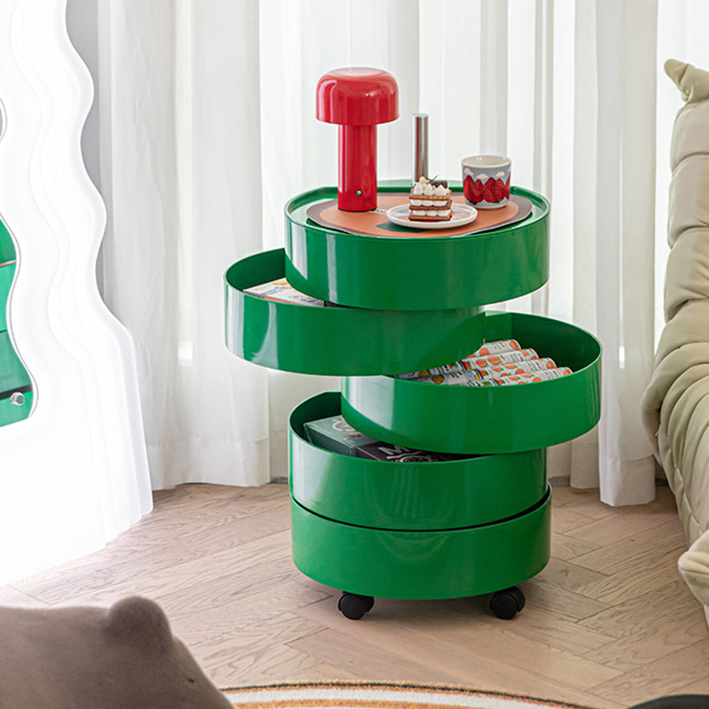 5 estantes Mesa nocturna contemporánea Redonda de noche, 27.6 "de alto