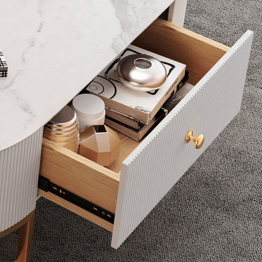 Console TV contemporanea contemporanea con console TV in pietra bianca per soggiorno