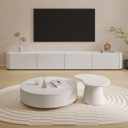 Contemporary TV Stand Enclosed Storage White Wood TV Media Console with Storage Clearhalo 'furn' 'furn_tv_stands_entertainment_centers' 'Furniture' 'Living Room Furniture' 'TV Stands & Entertainment Centers' 'TV Stands & Media Storage Furniture' 'tv_stands_entertainment_centers' 6486308