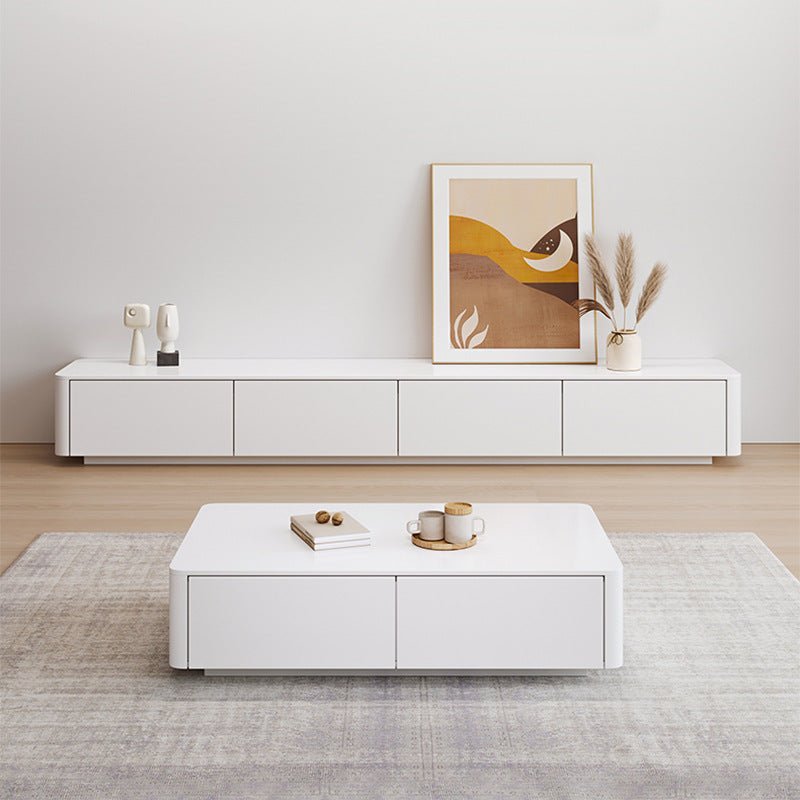 Contemporary White TV Stand Wood Enclosed Storage TV Media Console with Storage Clearhalo 'furn' 'furn_tv_stands_entertainment_centers' 'Furniture' 'Living Room Furniture' 'TV Stands & Entertainment Centers' 'TV Stands & Media Storage Furniture' 'tv_stands_entertainment_centers' 6486369