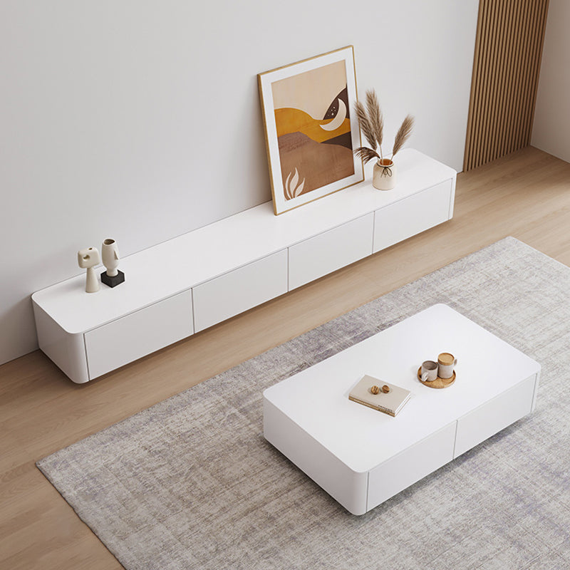 Contemporary White TV Stand Wood Enclosed Storage TV Media Console with Storage Clearhalo 'furn' 'furn_tv_stands_entertainment_centers' 'Furniture' 'Living Room Furniture' 'TV Stands & Entertainment Centers' 'TV Stands & Media Storage Furniture' 'tv_stands_entertainment_centers' 6486373