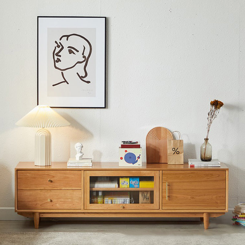 Scandinavian TV Media Console Solid Wood TV Stand for Living Room Clearhalo 'furn' 'furn_tv_stands_entertainment_centers' 'Furniture' 'Living Room Furniture' 'TV Stands & Entertainment Centers' 'TV Stands & Media Storage Furniture' 'tv_stands_entertainment_centers' 6486400