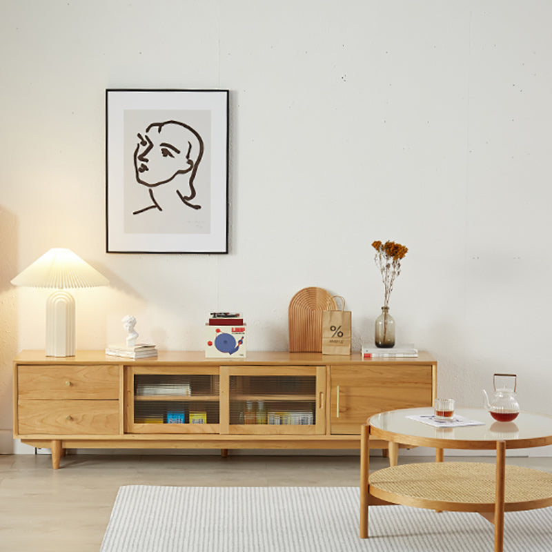 Scandinavian TV Media Console Solid Wood TV Stand for Living Room Clearhalo 'furn' 'furn_tv_stands_entertainment_centers' 'Furniture' 'Living Room Furniture' 'TV Stands & Entertainment Centers' 'TV Stands & Media Storage Furniture' 'tv_stands_entertainment_centers' 6486408