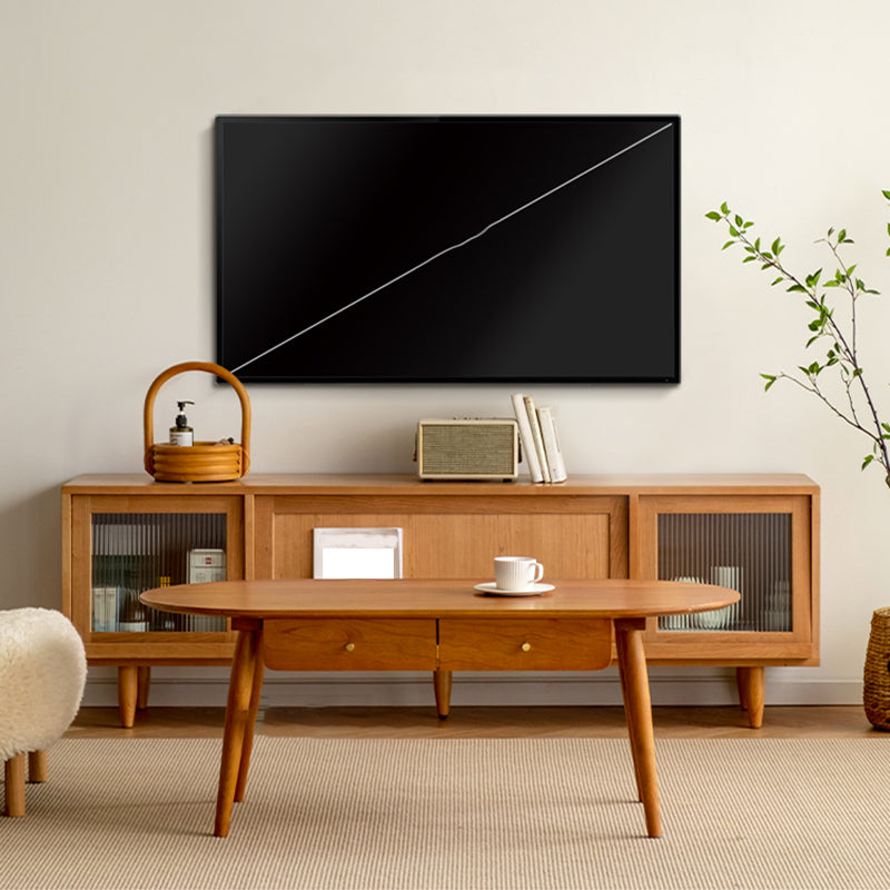 Scandinavian Enclosed Storage TV Stand Pine TV Media Console with Storage Clearhalo 'furn' 'furn_tv_stands_entertainment_centers' 'Furniture' 'Living Room Furniture' 'TV Stands & Entertainment Centers' 'TV Stands & Media Storage Furniture' 'tv_stands_entertainment_centers' 6486430