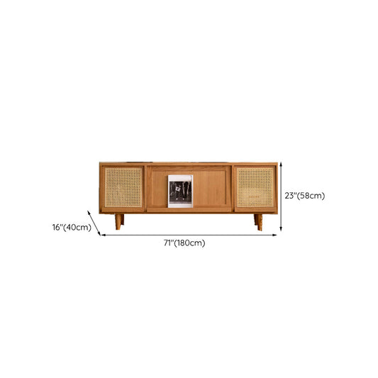Scandinavian Enclosed Storage TV Stand Pine TV Media Console with Storage