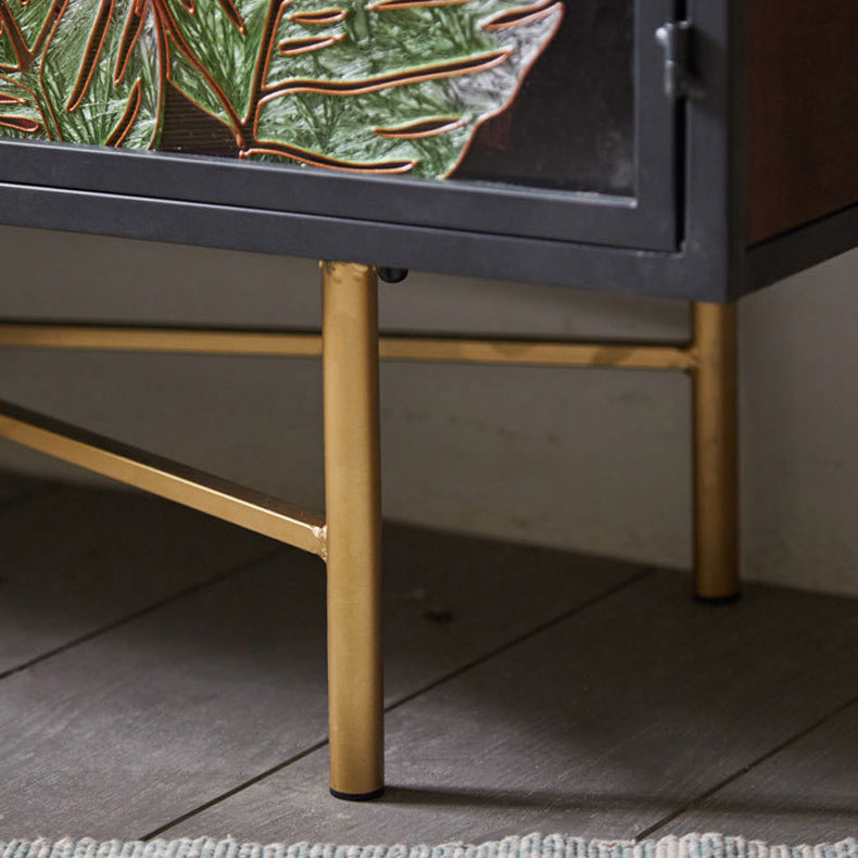 Traditional Wood Display Stand Glass Doors Storage Cabinet for Living Room Clearhalo 'Display & China Cabinets' 'display_china_cabinets' 'furn' 'furn_display_china_cabinets' 'Furniture' 'Kitchen & Dining Furniture' 6486527