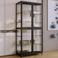 Modern Glass Doors Curio Cabinet Metal Storage Cabinet for Living Room 30"L x 16"W x 69"H Black Clearhalo 'Display & China Cabinets' 'display_china_cabinets' 'furn' 'furn_display_china_cabinets' 'Furniture' 'Kitchen & Dining Furniture' 6486538