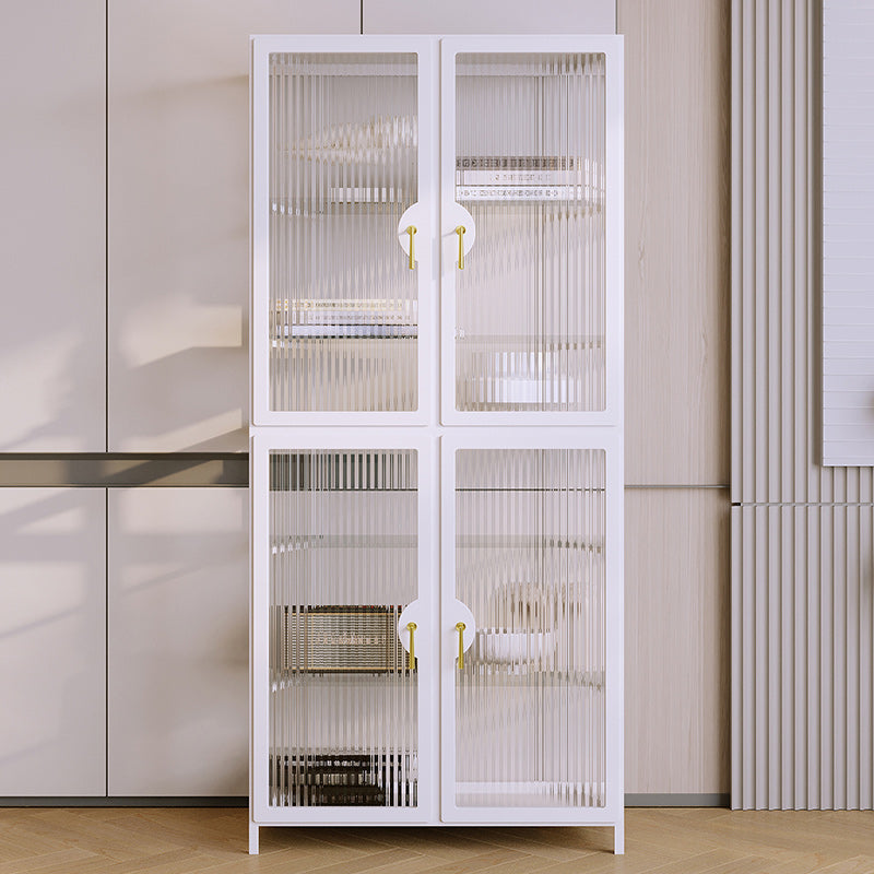 Modern Glass Doors Curio Cabinet Metal Storage Cabinet for Living Room 30"L x 16"W x 69"H White Clearhalo 'Display & China Cabinets' 'display_china_cabinets' 'furn' 'furn_display_china_cabinets' 'Furniture' 'Kitchen & Dining Furniture' 6486539