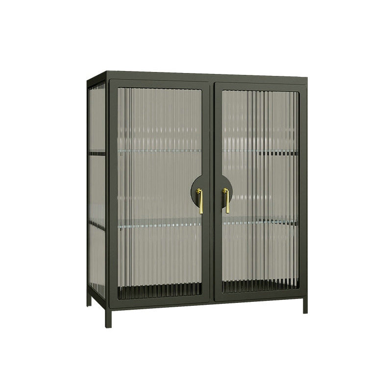 Modern Glass Doors Curio Cabinet Metal Storage Cabinet for Living Room Clearhalo 'Display & China Cabinets' 'display_china_cabinets' 'furn' 'furn_display_china_cabinets' 'Furniture' 'Kitchen & Dining Furniture' 6486540