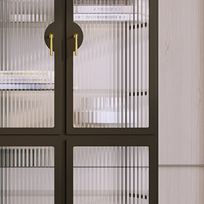 Modern Glass Doors Curio Cabinet Metal Storage Cabinet for Living Room Clearhalo 'Display & China Cabinets' 'display_china_cabinets' 'furn' 'furn_display_china_cabinets' 'Furniture' 'Kitchen & Dining Furniture' 6486541