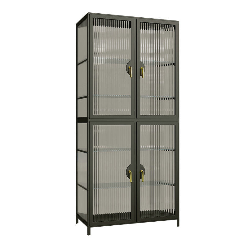 Modern Glass Doors Curio Cabinet Metal Storage Cabinet for Living Room Clearhalo 'Display & China Cabinets' 'display_china_cabinets' 'furn' 'furn_display_china_cabinets' 'Furniture' 'Kitchen & Dining Furniture' 6486546