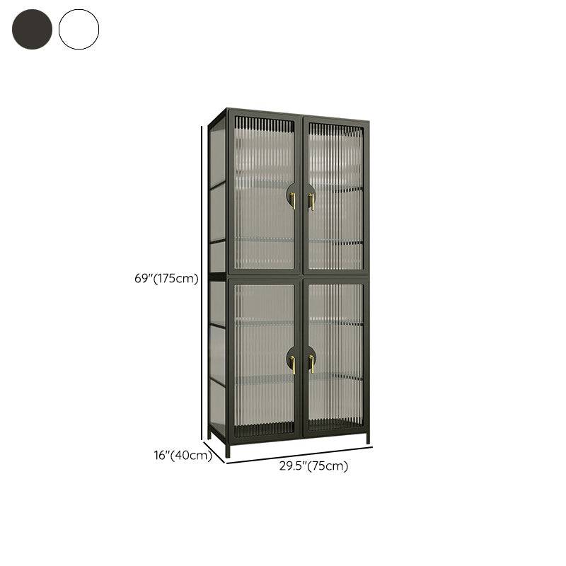 Modern Glass Doors Curio Cabinet Metal Storage Cabinet for Living Room Clearhalo 'Display & China Cabinets' 'display_china_cabinets' 'furn' 'furn_display_china_cabinets' 'Furniture' 'Kitchen & Dining Furniture' 6486550