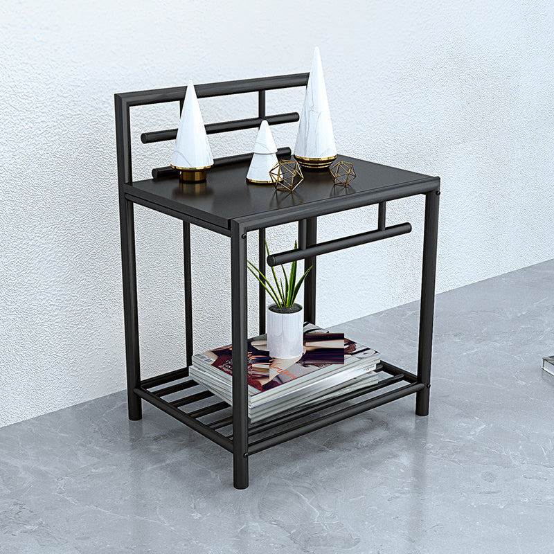 1 Shelf Glam Nightstand Metal Legs Included Night Table Open Storage ,23.6" Tall Black 1 Piece Clearhalo 'Bedroom Furniture' 'furn' 'furn_night_stand' 'Furniture' 'night_stand' 'Nightstands' 6486657
