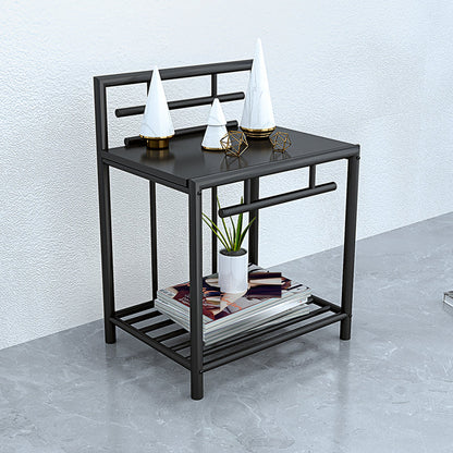 1 Shelf Glam Nightstand Metal Legs Included Night Table Open Storage ,23.6" Tall Black 1 Piece Clearhalo 'Bedroom Furniture' 'furn' 'furn_night_stand' 'Furniture' 'night_stand' 'Nightstands' 6486657