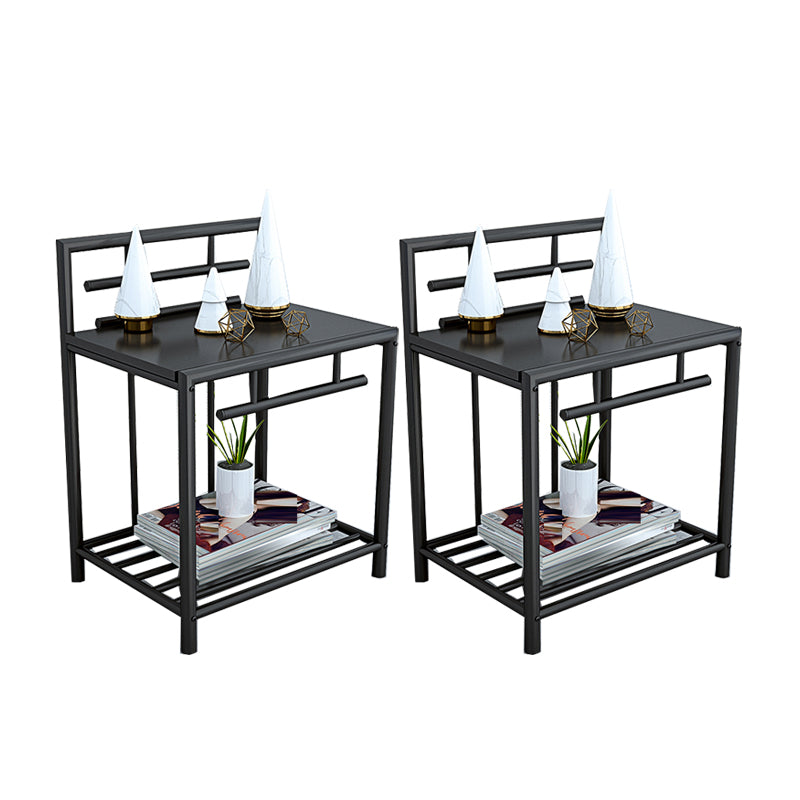 1 Shelf Glam Nightstand Metal Legs Included Night Table Open Storage ,23.6" Tall Black 2 Piece Set Clearhalo 'Bedroom Furniture' 'furn' 'furn_night_stand' 'Furniture' 'night_stand' 'Nightstands' 6486659