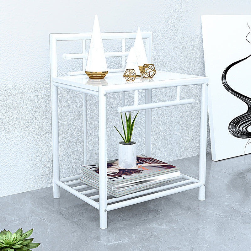 1 Shelf Glam Nightstand Metal Legs Included Night Table Open Storage ,23.6" Tall White 1 Piece Clearhalo 'Bedroom Furniture' 'furn' 'furn_night_stand' 'Furniture' 'night_stand' 'Nightstands' 6486661