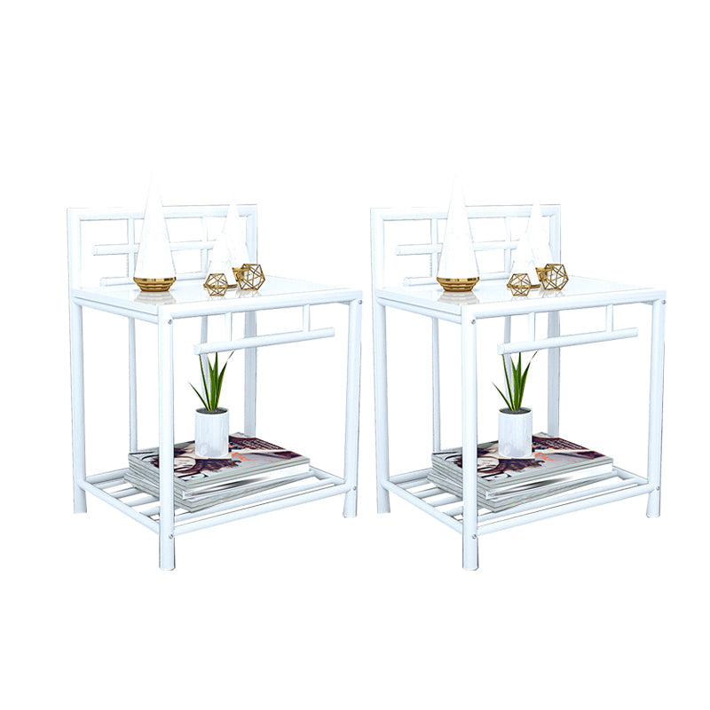 1 Shelf Glam Nightstand Metal Legs Included Night Table Open Storage ,23.6" Tall White 2 Piece Set Clearhalo 'Bedroom Furniture' 'furn' 'furn_night_stand' 'Furniture' 'night_stand' 'Nightstands' 6486662