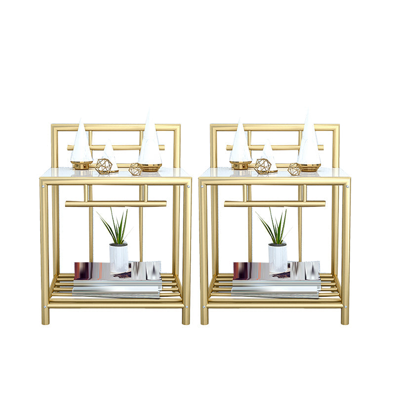 1 Shelf Glam Nightstand Metal Legs Included Night Table Open Storage ,23.6" Tall Gold 2 Piece Set Clearhalo 'Bedroom Furniture' 'furn' 'furn_night_stand' 'Furniture' 'night_stand' 'Nightstands' 6486666