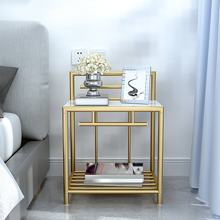1 Shelf Glam Nightstand Metal Legs Included Night Table Open Storage ,23.6" Tall Clearhalo 'Bedroom Furniture' 'furn' 'furn_night_stand' 'Furniture' 'night_stand' 'Nightstands' 6486667