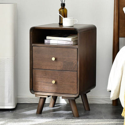 2 cajones 1 mesita de noche en la mesa nocturna de almacenamiento abierto moderna con piernas, 23.2 "de alto