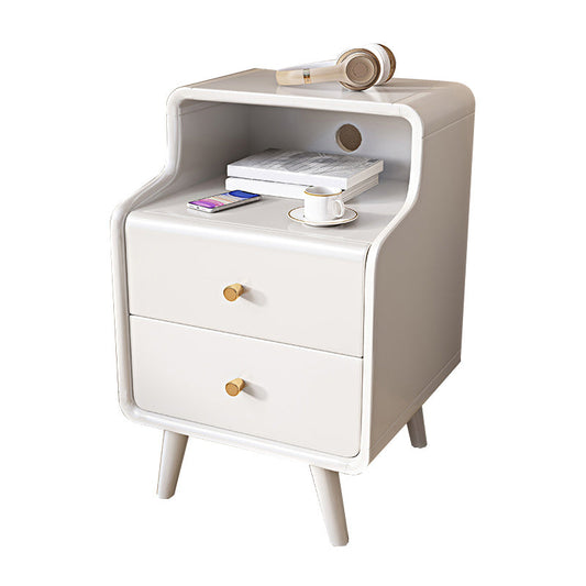 2 cassetti 1 tavolino notturno a legno moderno comodino con gambe, alto 23,6 "