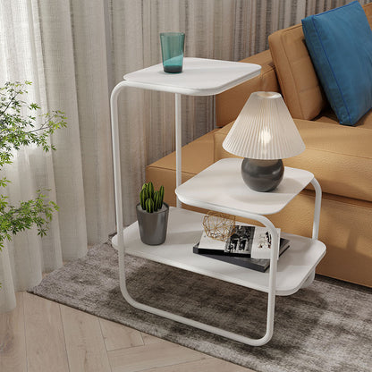 Industrial Bed Nightstand Metal Accent Table Nightstand for Bedroom 20"L x 12"W x 23"H White 1 Piece