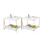 1 Shelf Stone Top Nightstand Glam Open Storage Night Table ,16.5   Tall