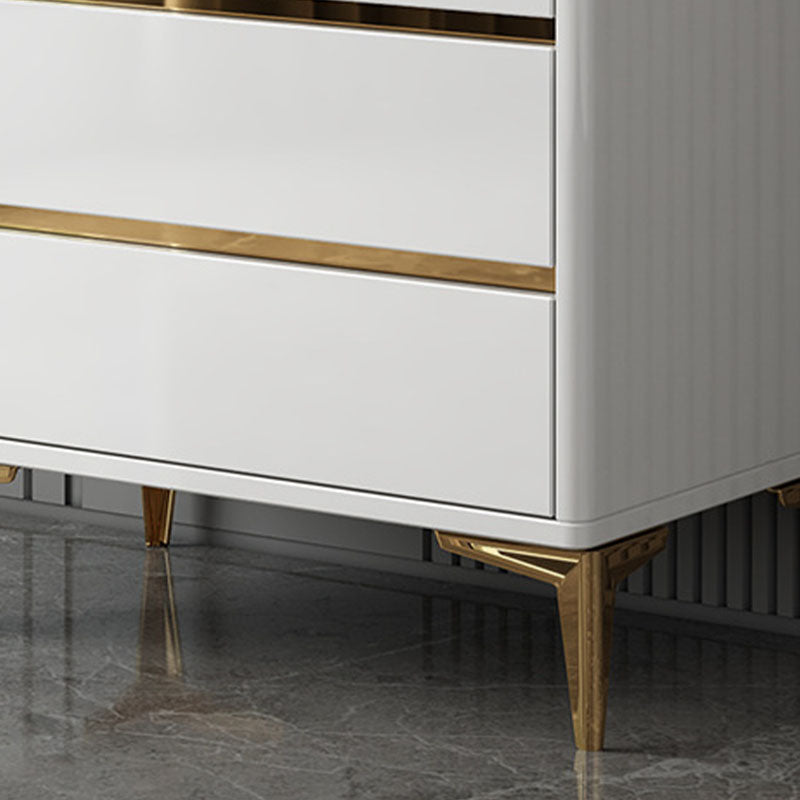 Glam Stone Rangement coffre coffre blanc coffre blanc avec des jambes en métal