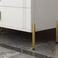 Glam Stone Chest Bedroom White Storage Chest with Metal Legs