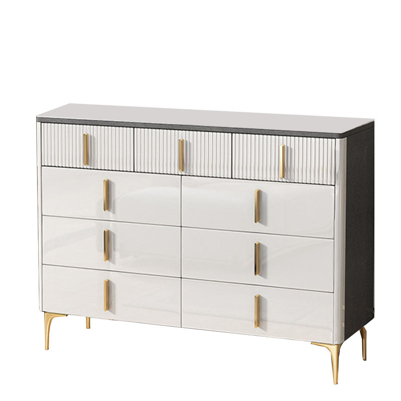 Glam Stone Aufbewahrungstruhe für Schlafzimmer, Weiß, mit Metallbeinen
