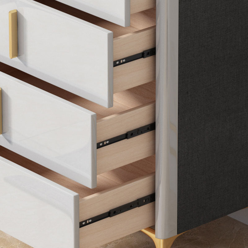 Glam Stone Aufbewahrungstruhe für Schlafzimmer, Weiß, mit Metallbeinen