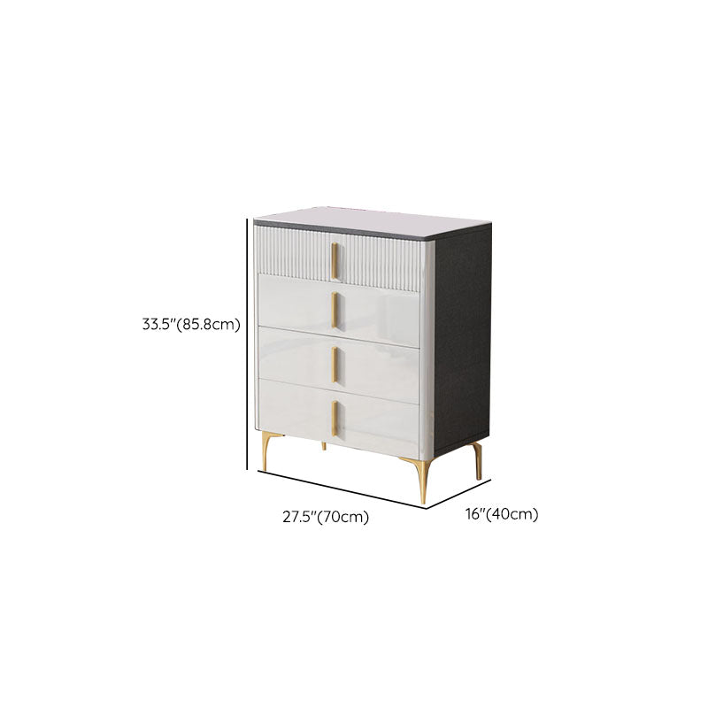 Glam Stone Aufbewahrungstruhe für Schlafzimmer, Weiß, mit Metallbeinen