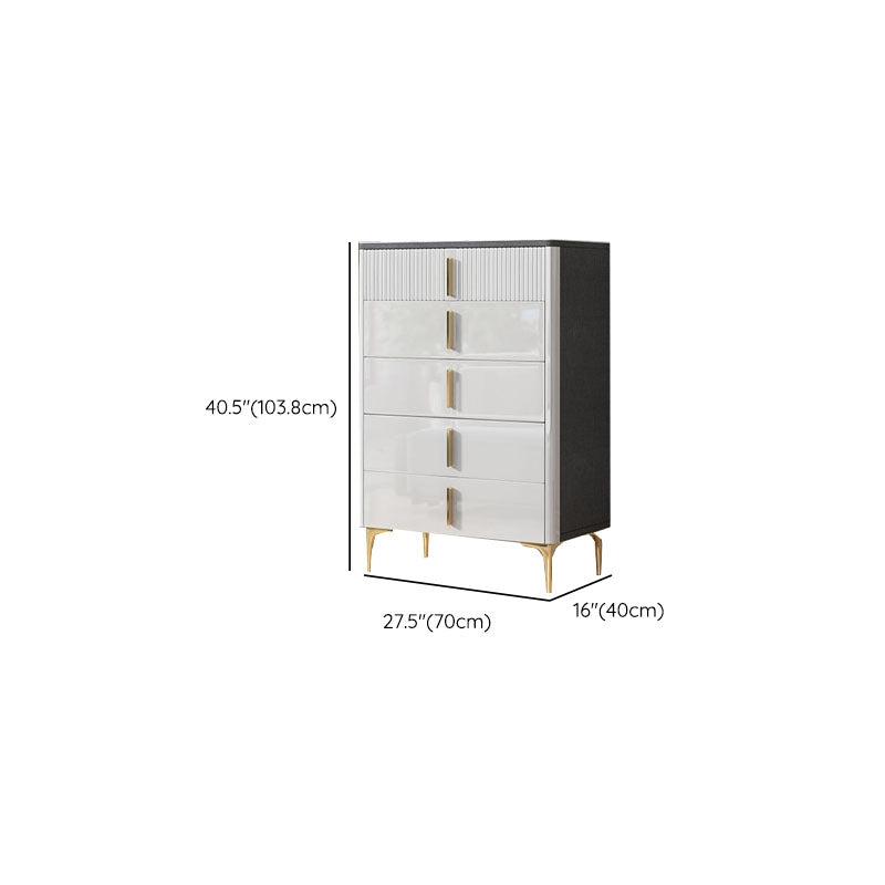 Glam Stone Aufbewahrungstruhe für Schlafzimmer, Weiß, mit Metallbeinen
