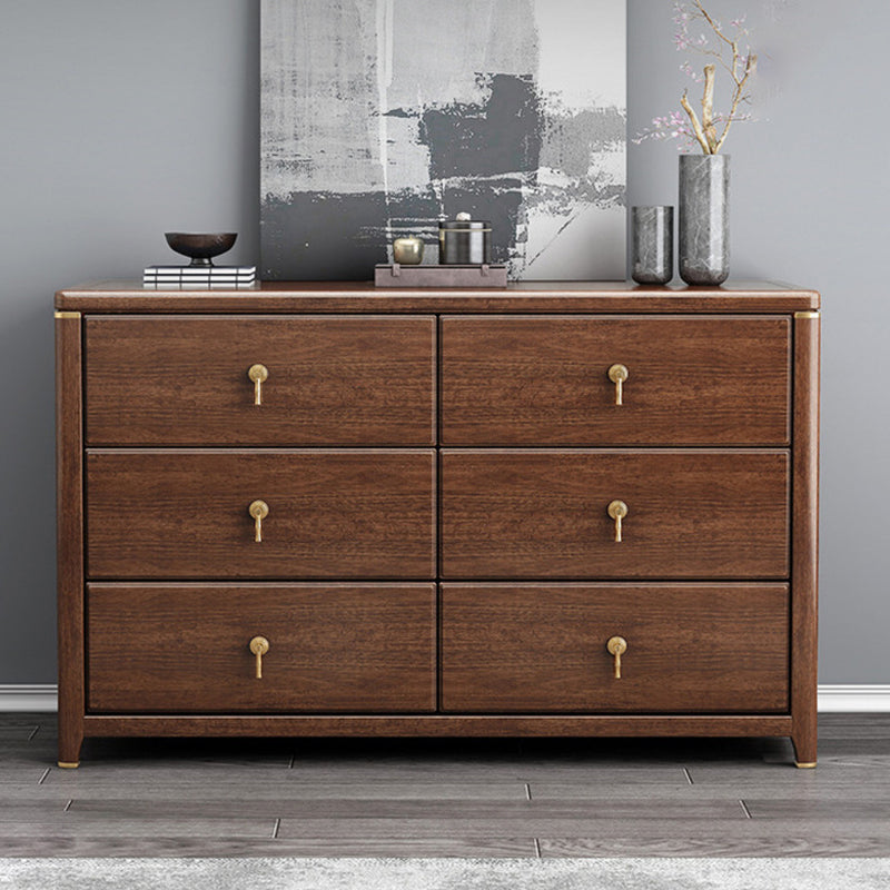 Commode de rangement en bois de noyer Glam Commode de chambre à coucher en marron avec tiroirs