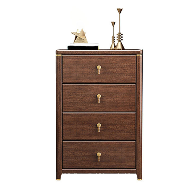 Commode de rangement en bois de noyer Glam Commode de chambre à coucher en marron avec tiroirs