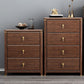Commode de rangement en bois de noyer Glam Commode de chambre à coucher en marron avec tiroirs