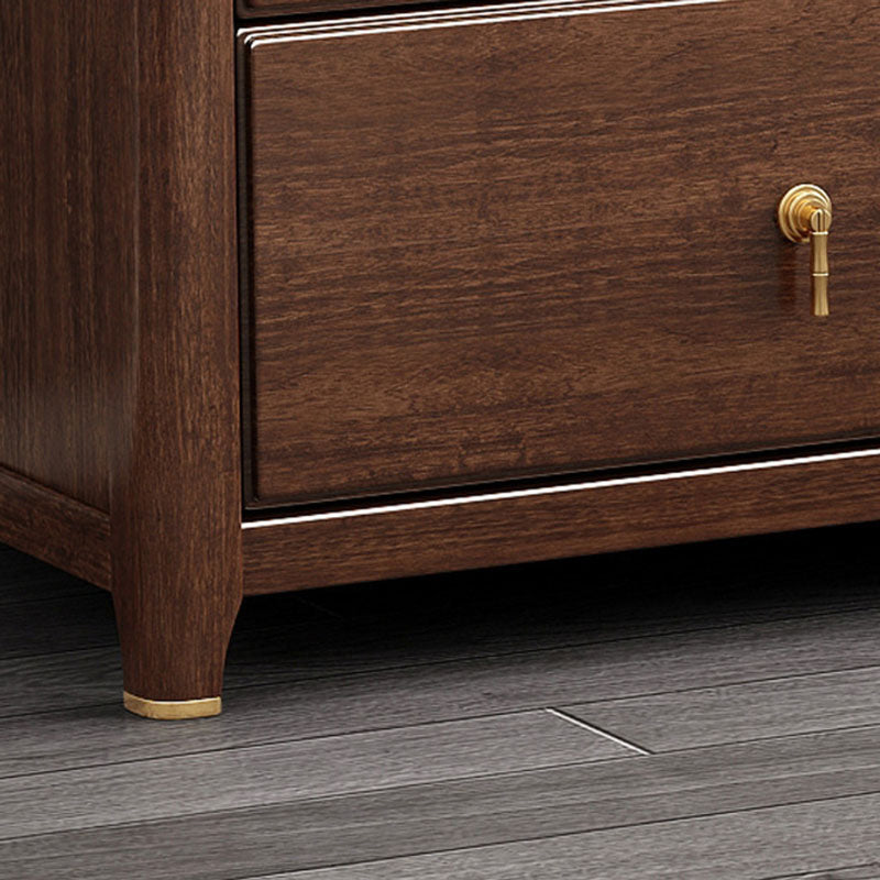 Commode de rangement en bois de noyer Glam Commode de chambre à coucher en marron avec tiroirs