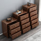 Commode de rangement en bois de noyer Glam Commode de chambre à coucher en marron avec tiroirs
