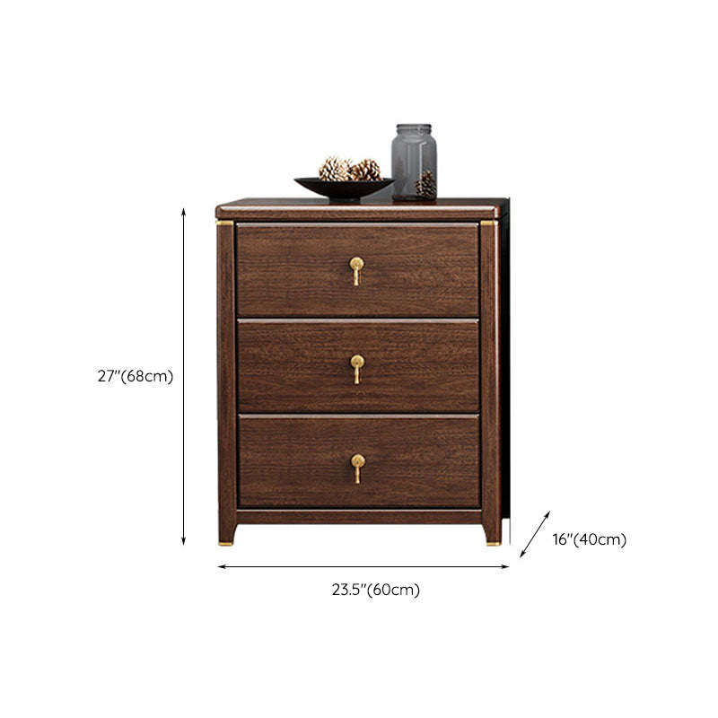 Commode de rangement en bois de noyer Glam Commode de chambre à coucher en marron avec tiroirs