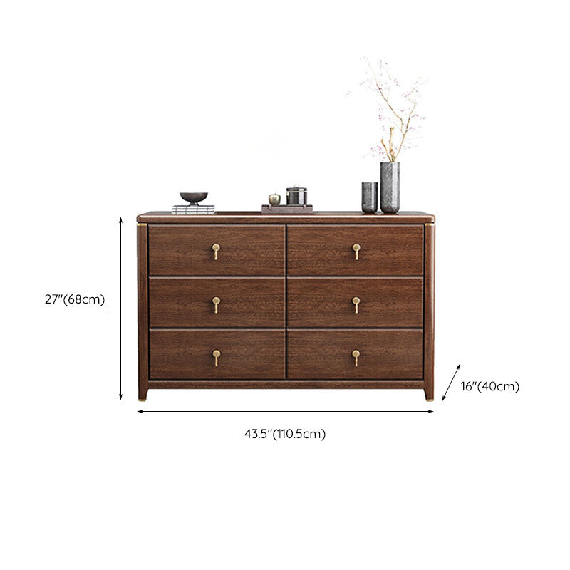 Commode de rangement en bois de noyer Glam Commode de chambre à coucher en marron avec tiroirs