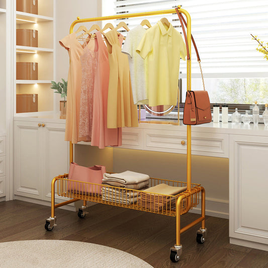 Bastidor contemporáneo de piñeras de metal dorado con almacenamiento con almacenamiento