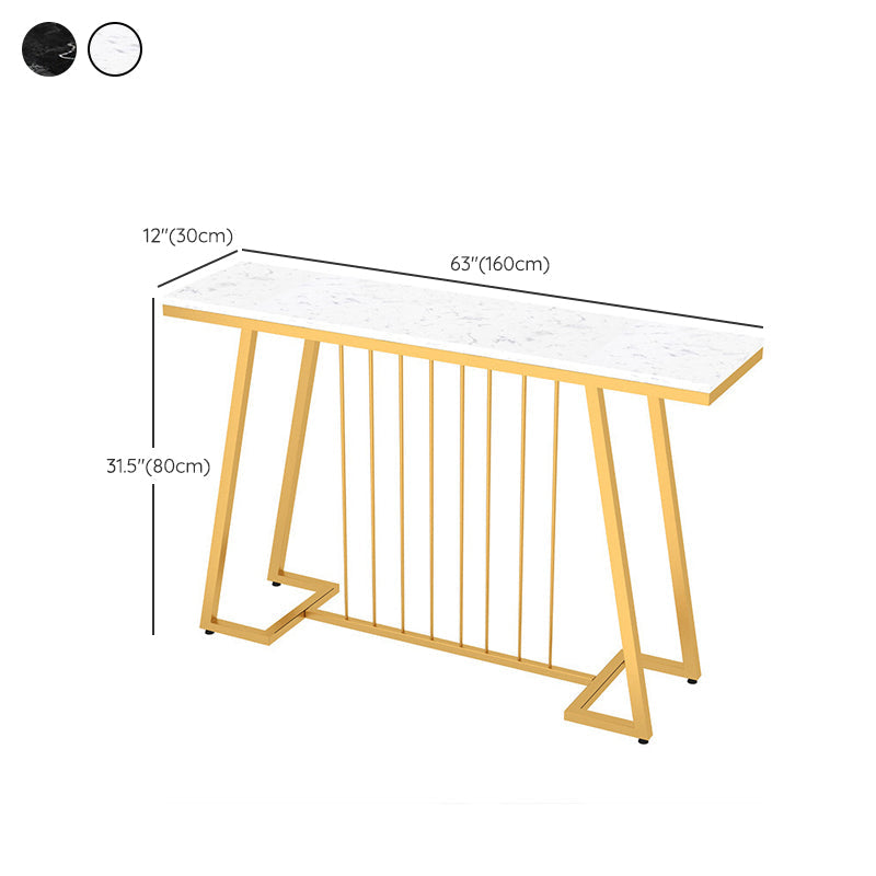 31.5" Tall Hall Console Table Marble Glam Accent Table with Abstract Base