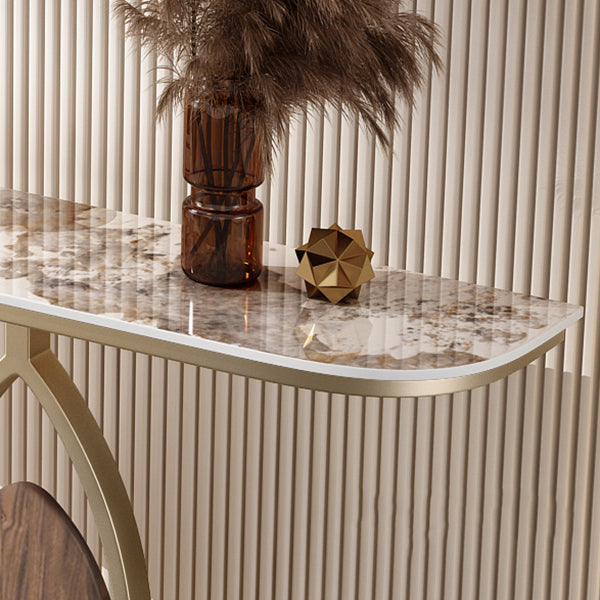 Abstract Base Console Table 31.5" Tall Stone Glam Accent Table with 1 Shelf