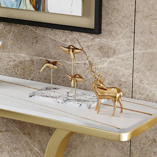 Glam Rectangle Console Table 31.5-inch Tall Stone Accent Table