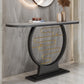 Contemporary Half Moon Console Accent Table Antique Finish Console Table