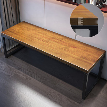 Industrial Wood Computer Desk Sled Rectangular Gaming Desk with Metal Legs 70.9"L x 31.5"W x 29.5"H Clearhalo 'furn' 'furn_office_desk' 'Furniture' 'Office Desks' 'Office Furniture' 'office_desk' 6487910