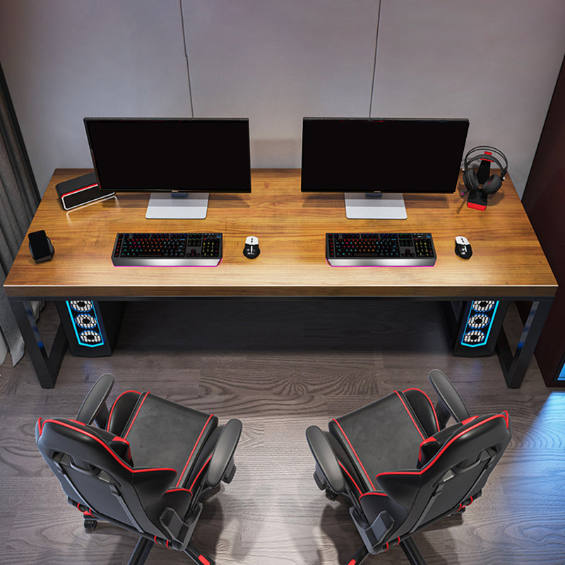 Industrial Wood Computer Desk Sled Rectangular Gaming Desk with Metal Legs 78.7"L x 31.5"W x 29.5"H Clearhalo 'furn' 'furn_office_desk' 'Furniture' 'Office Desks' 'Office Furniture' 'office_desk' 6487912