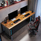 Industrial Wood Computer Desk Sled Rectangular Gaming Desk with Metal Legs Clearhalo 'furn' 'furn_office_desk' 'Furniture' 'Office Desks' 'Office Furniture' 'office_desk' 6487920